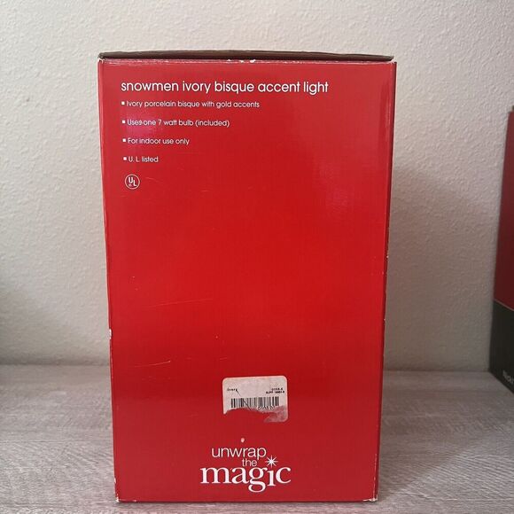 JCPenney Home Collection Snowman Ivory Bisque Accent Light Lamp Gold Porcelain - Picture 9 of 9